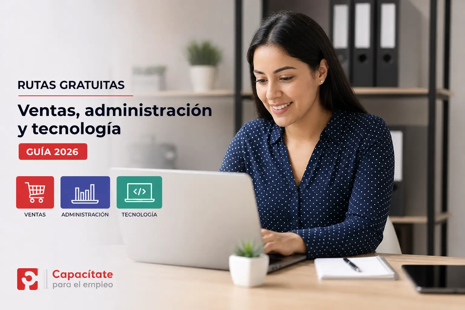 Profissional brasileira em escritório, foco em rotas gratuitas 2026