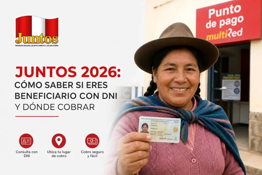 Mulher sorridente com DNI "Juntos 2026" benefícios