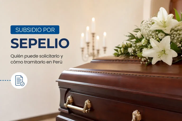 Caixão com flores e velas para o Subsídio por Sepelio no Peru